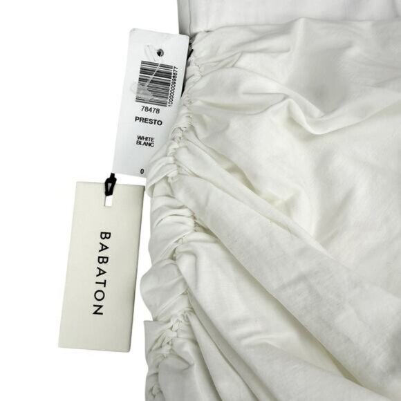 NWT BABATON Aritzia Presto High Rise Ruched Mini Skirt Sz 0 White - Picture 4 of 6